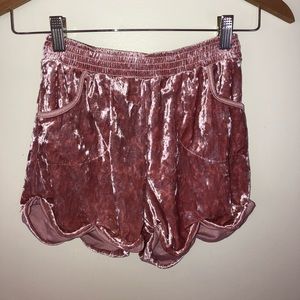 Pink velvet shorts